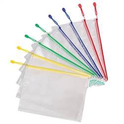 A4 zipper bags, 4 colours